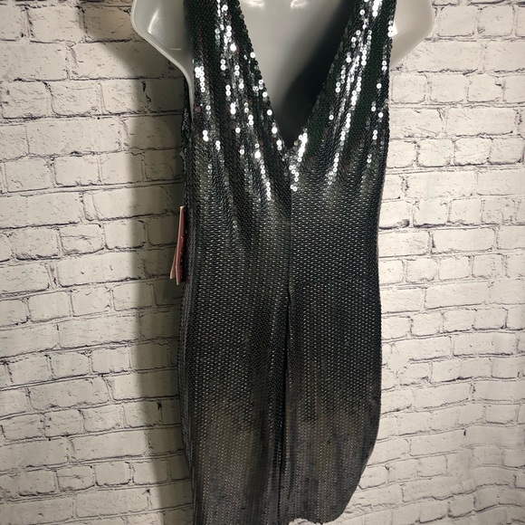 Aqua Capsule NEW Maddie&Tae Silver-Gray, Sequin, Sleeveless, Metallic Mini Dress - Picture 6 of 9